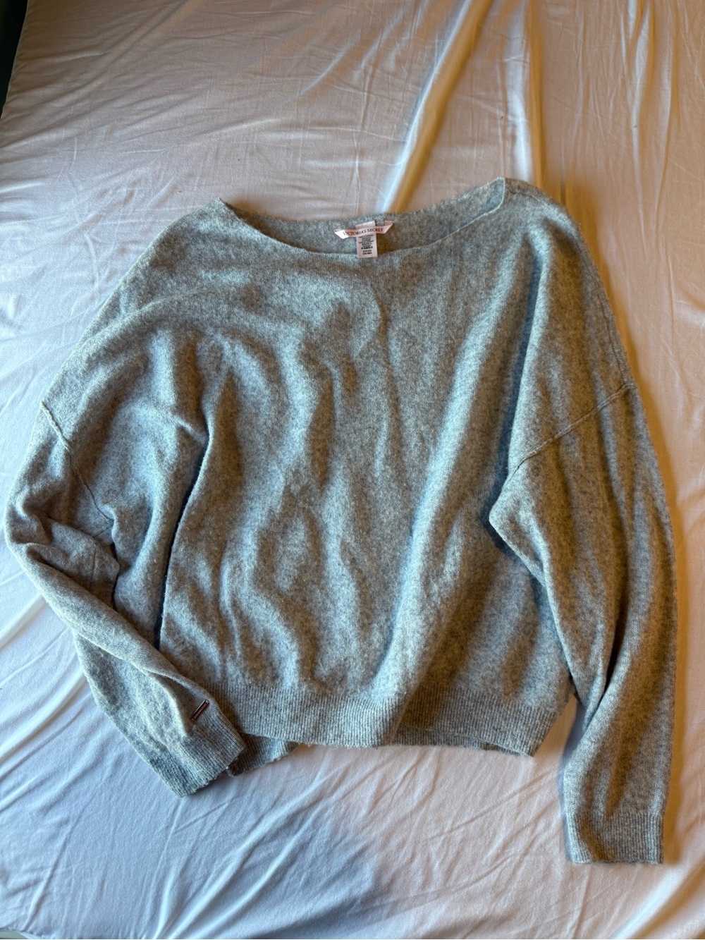 Victoria’s Secret Light Heather Gray Off Shoulder Sweater